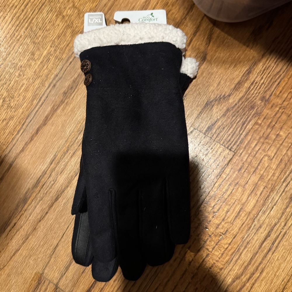 NWT Isotoner Water Repellent Microsuede Touchscreen Sherpa Lined Gloves L/XL - Picture 6 of 8